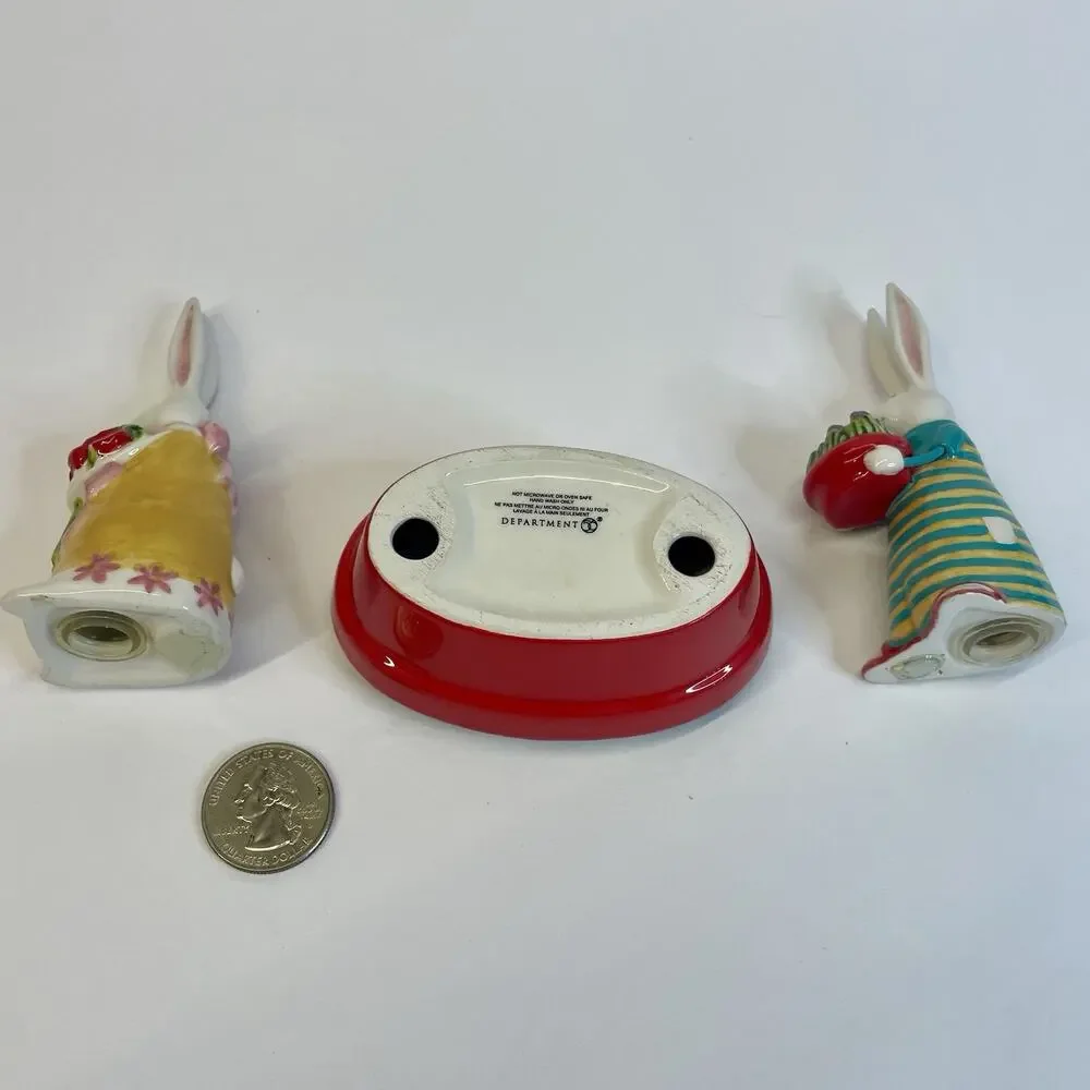 Department 56 Patience Brewster Krinkles Bunny Salt & Pepper Shakers – Red Caddy